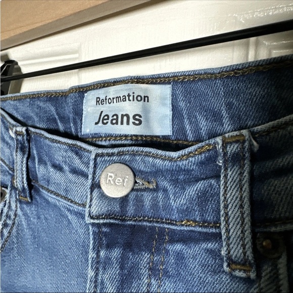 Reformation Jeans Women’s 27 Mid Rise Skinny Destin Medium Wash Distressed 27x27 - Picture 4 of 14